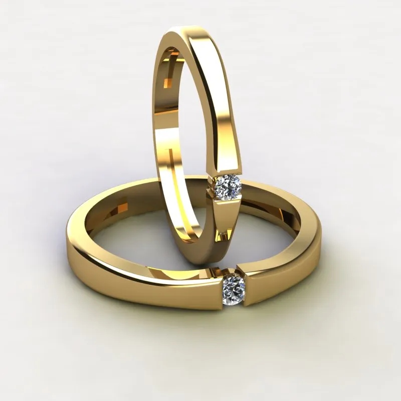 0.1ct Brilliant Cut Diamond Gold Wedding Bands - 01BU11