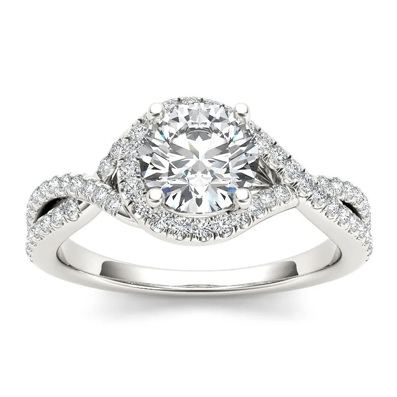 1.35ct Brilliant Cut Diamond Twist Gold Engagement Ring - 01US17