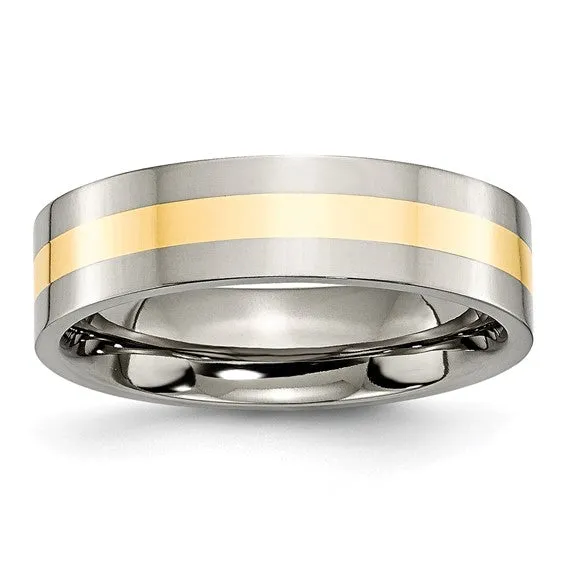 14k Gold Inlay 6mm Titanium Band