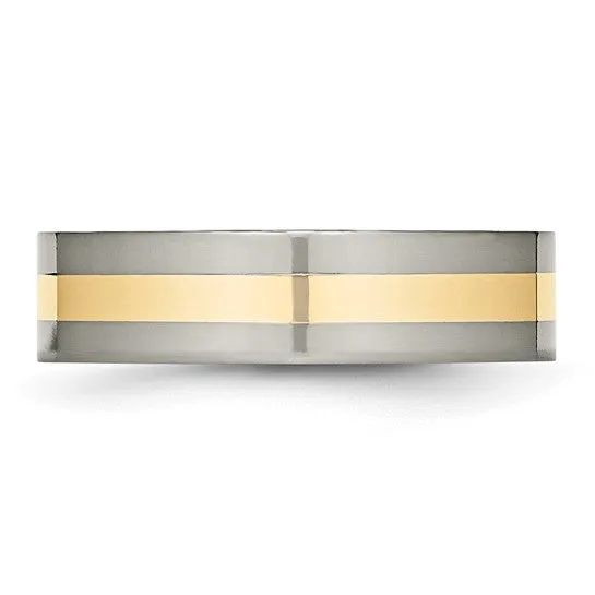 14k Gold Inlay 6mm Titanium Band