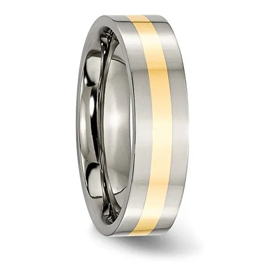14k Gold Inlay 6mm Titanium Band