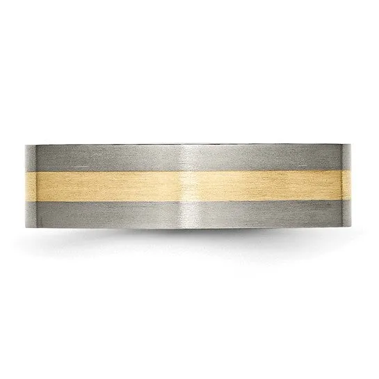 14k Gold Inlay 6mm Titanium Band