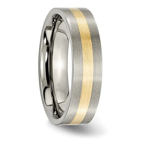 14k Gold Inlay 6mm Titanium Band