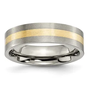 14k Gold Inlay 6mm Titanium Band