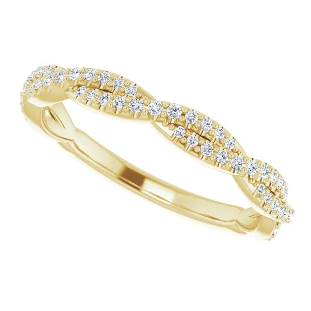 14K Gold Natural Diamond Twisted Wedding Band
