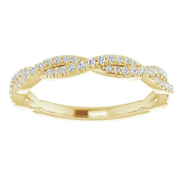 14K Gold Natural Diamond Twisted Wedding Band