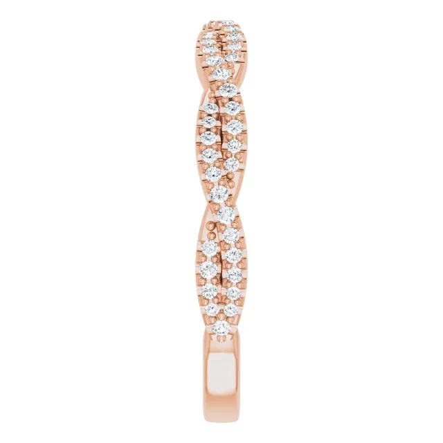14K Gold Natural Diamond Twisted Wedding Band