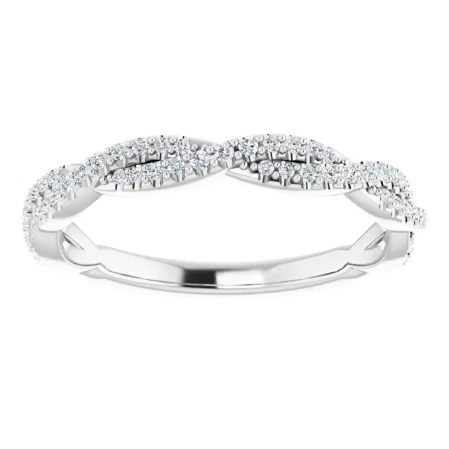 14K Gold Natural Diamond Twisted Wedding Band