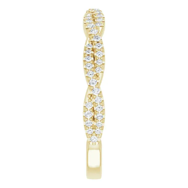 14K Gold Natural Diamond Twisted Wedding Band