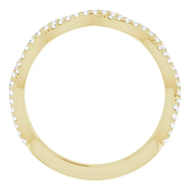 14K Gold Natural Diamond Twisted Wedding Band