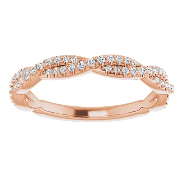 14K Gold Natural Diamond Twisted Wedding Band