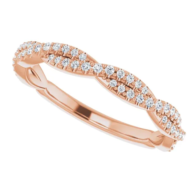 14K Gold Natural Diamond Twisted Wedding Band