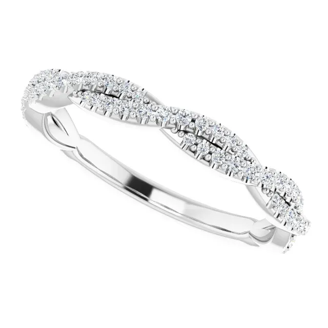14K Gold Natural Diamond Twisted Wedding Band