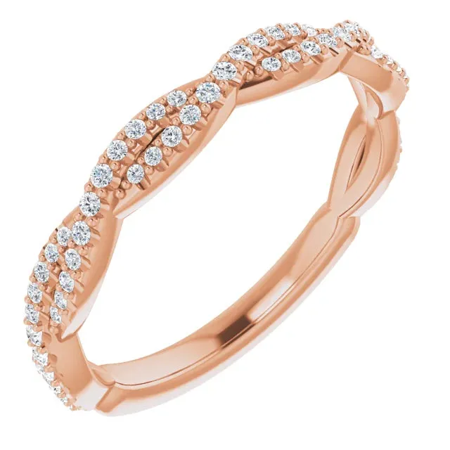 14K Gold Natural Diamond Twisted Wedding Band
