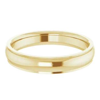 14K Gold Standard Weight Stepped Edge Standard Fit Half Round Band