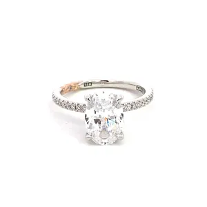 14K White And Rose Classic Oval Natural Diamonds Engagement Ring