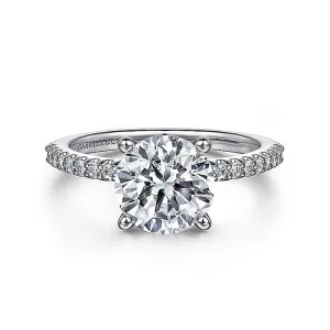 14K White Gold 'Amata' Classic Round Diamond Engagement Ring