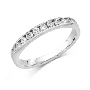14K White Gold Channel Straight Natural Diamonds Band