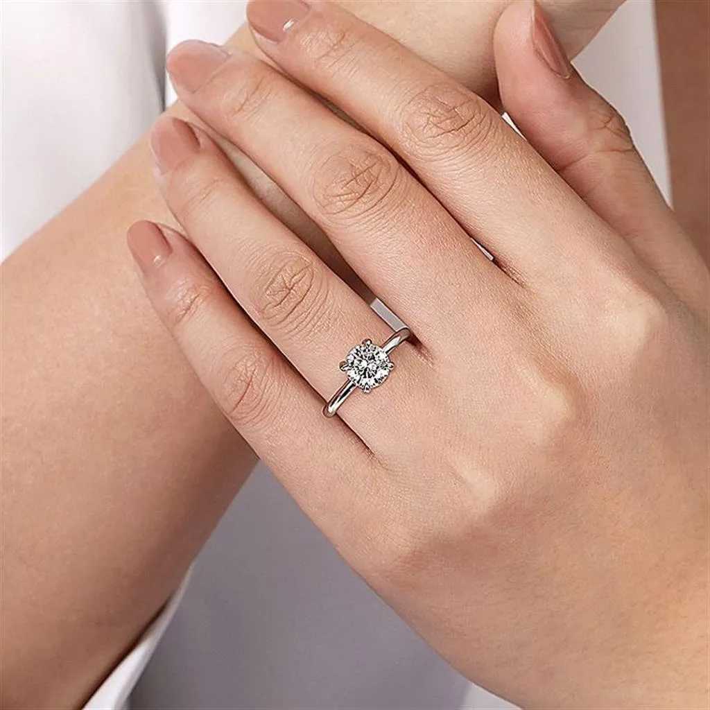 14K White Gold 'Daniele' Round Diamond Hidden Halo Engagement Ring