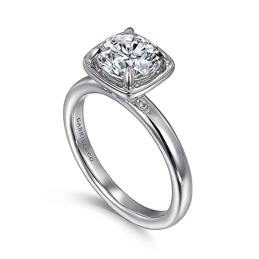 14K White Gold 'Deedie' Round Diamond Hidden Halo Engagement Ring