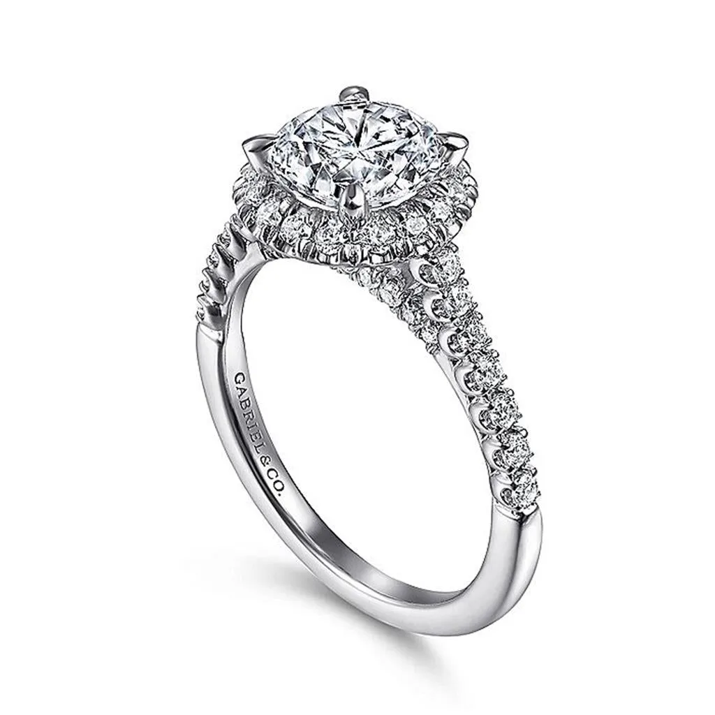 14K White Gold 'Nicia' Halo Round Diamond Engagement Ring