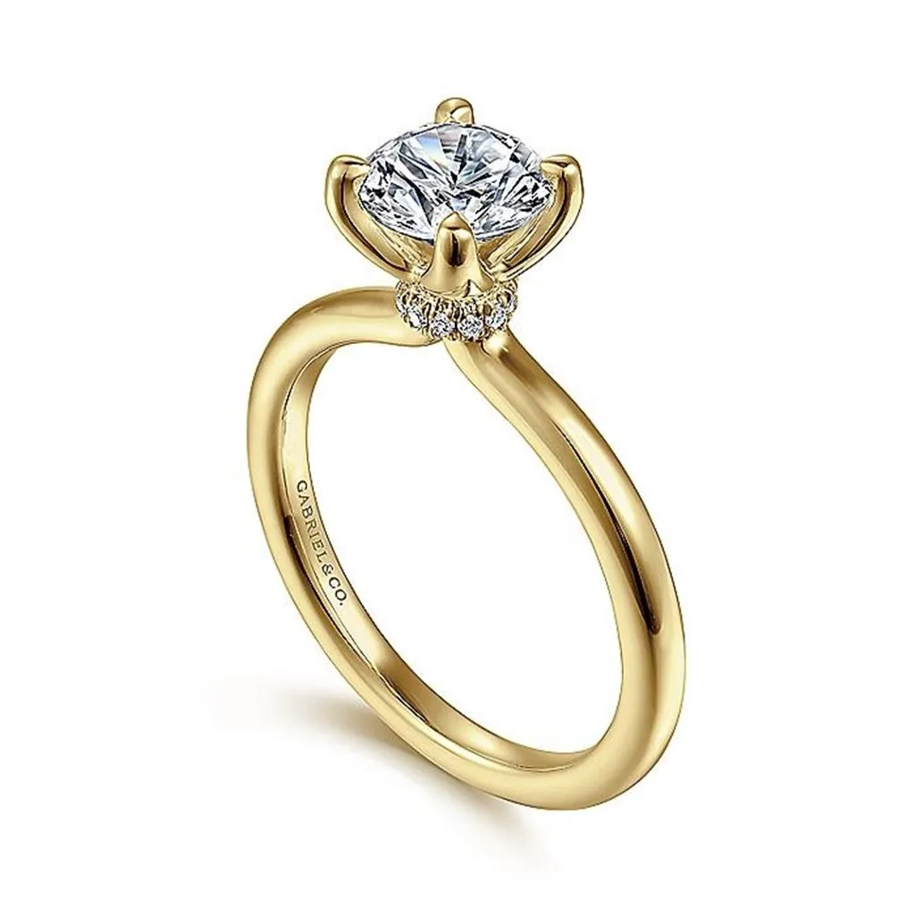 14K Yellow Gold 'Evelynn' Hidden Halo Round Diamond Engagement Ring