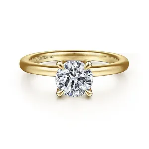 14K Yellow Gold 'Evelynn' Hidden Halo Round Diamond Engagement Ring