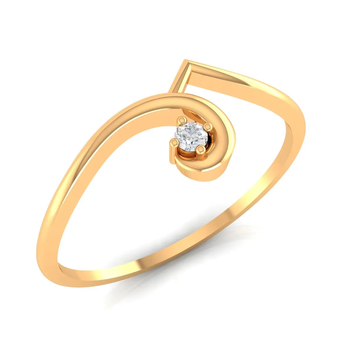 14K Yellow Gold Minimalist Diamond Ring for Women