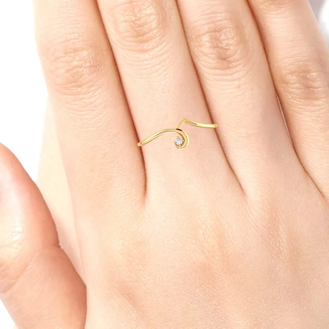 14K Yellow Gold Minimalist Diamond Ring for Women