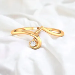 14K Yellow Gold Minimalist Diamond Ring for Women