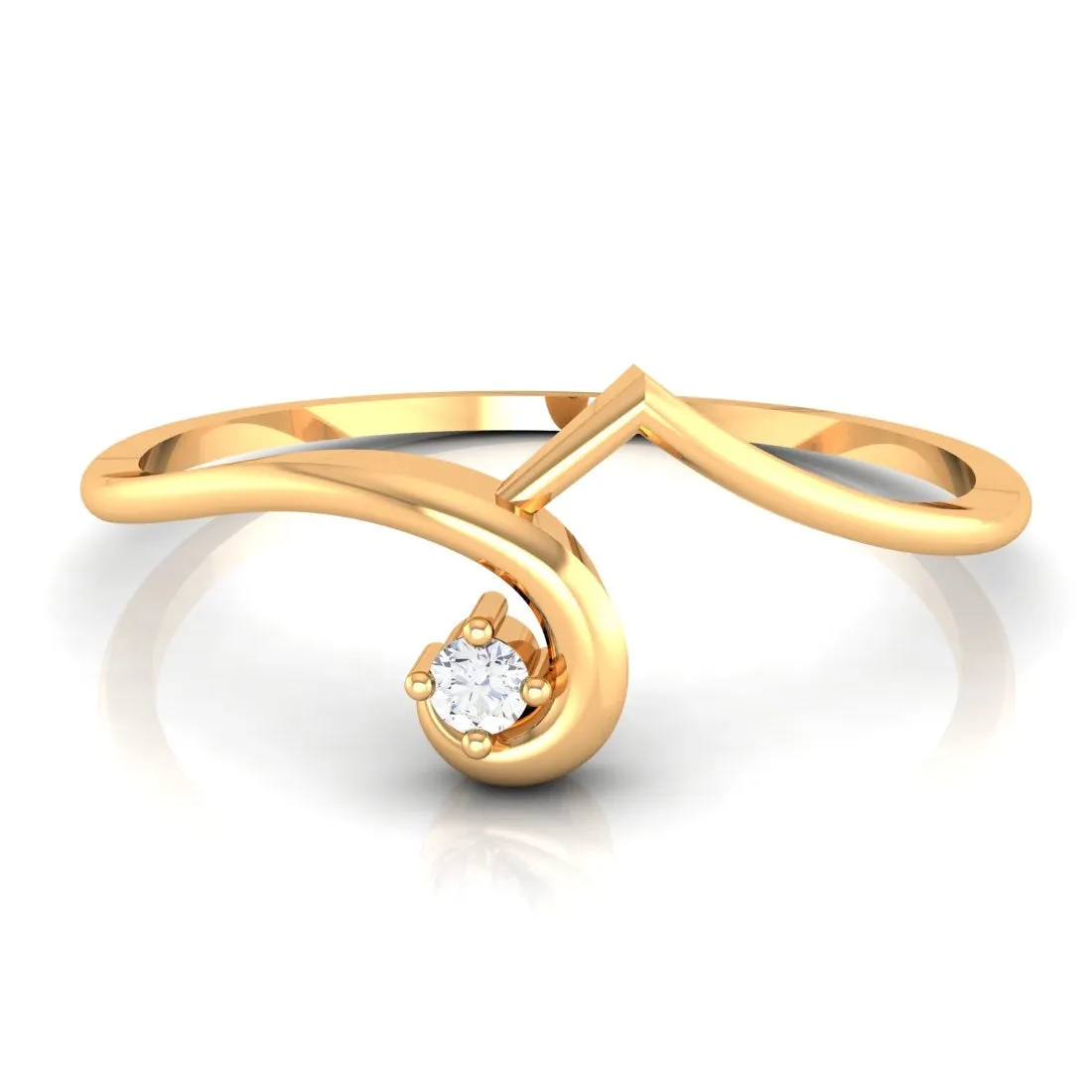 14K Yellow Gold Minimalist Diamond Ring for Women