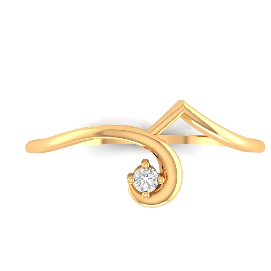 14K Yellow Gold Minimalist Diamond Ring for Women