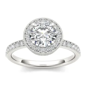 1.54ct Brilliant Cut Diamond Halo Gold Engagement Ring - 01US16