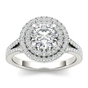 1.73ct Brilliant Diamond Double Halo Gold Engagement Ring  - 01US05