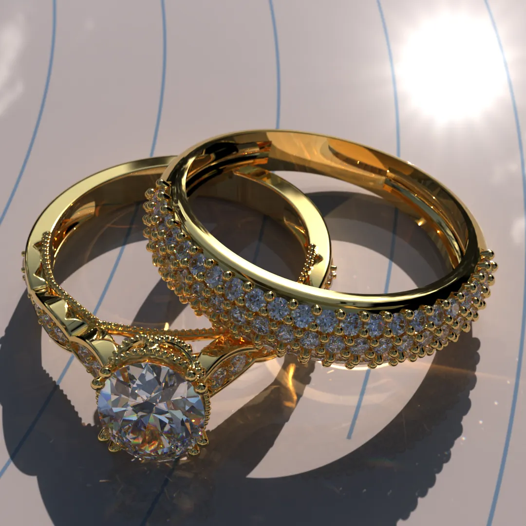 1.81ct Oval Gold Pave Bridal Set - 04US71