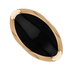 18ct Rose Gold Whitby Jet Hallmark Large Oval Ring