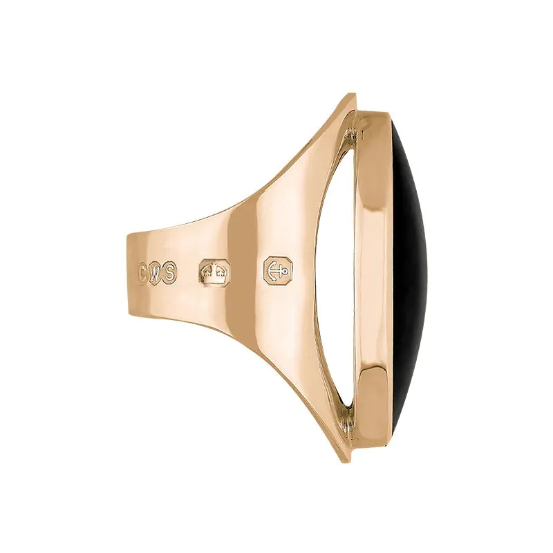 18ct Rose Gold Whitby Jet Hallmark Large Oval Ring