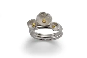 18k Gold Acorn Cup Triple Ring Set