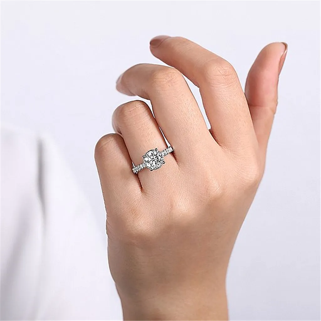 18K White Gold 'Camden' Hidden Halo Round Diamond Engagement Ring