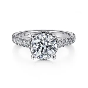 18K White Gold 'Camden' Hidden Halo Round Diamond Engagement Ring