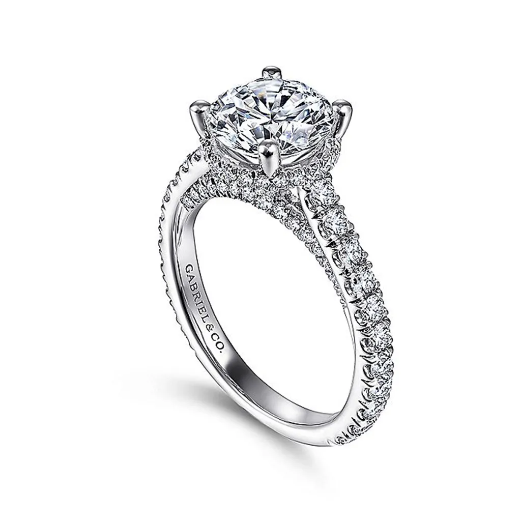 18K White Gold 'Camden' Hidden Halo Round Diamond Engagement Ring
