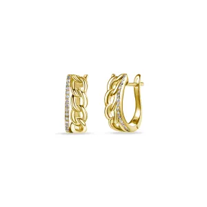 18k yellow gold earrings assembled with zirconium oxide