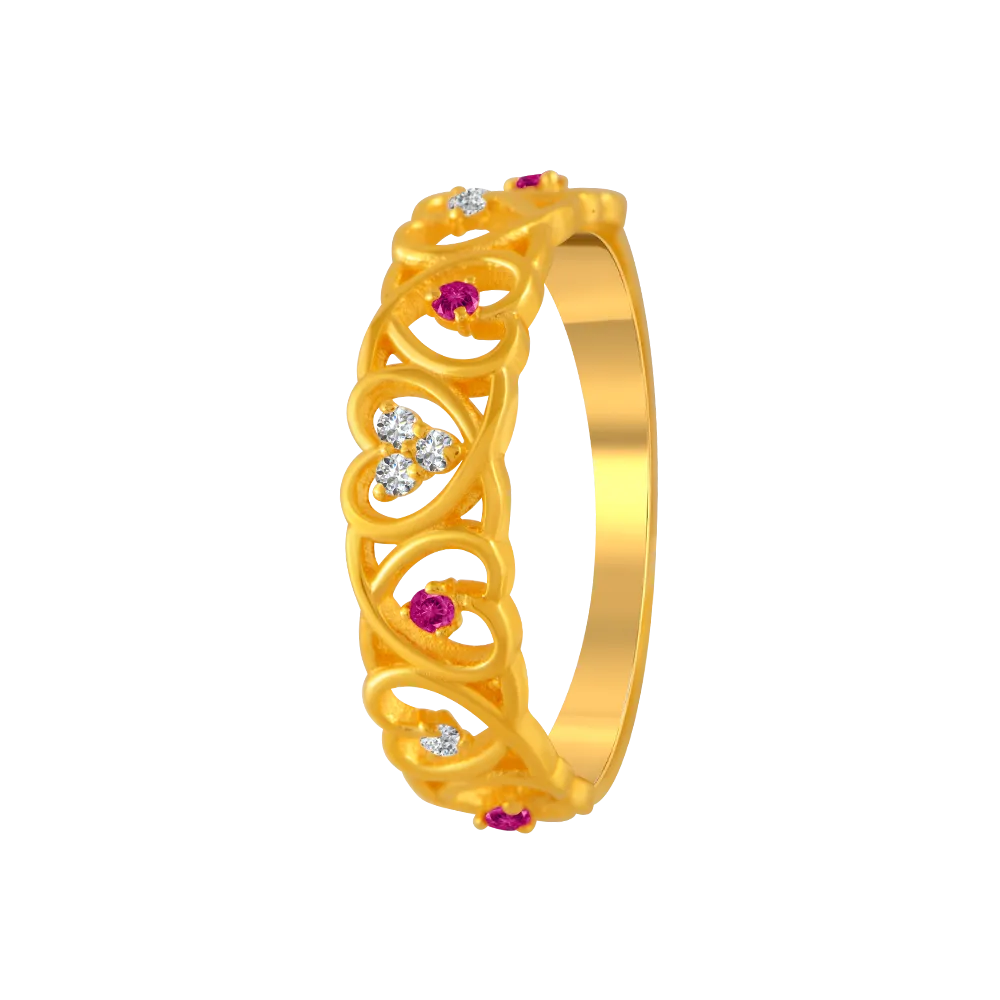 22KT Yellow Gold And American Diamond Ring For Women
