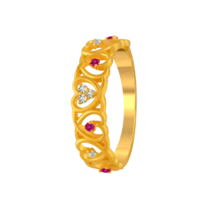 22KT Yellow Gold And American Diamond Ring For Women