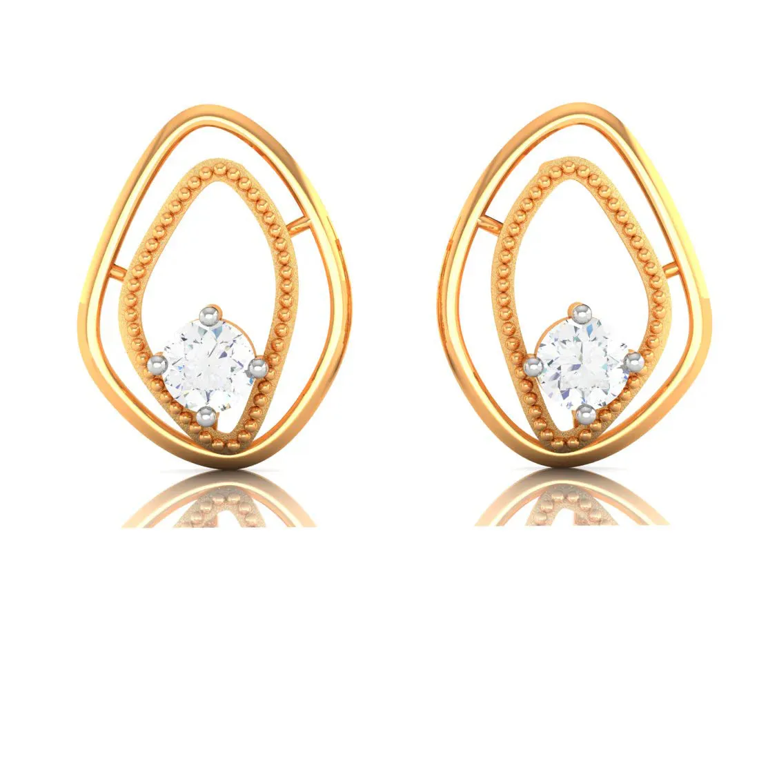 22KT Yellow Gold And American Diamond Ring For Women
