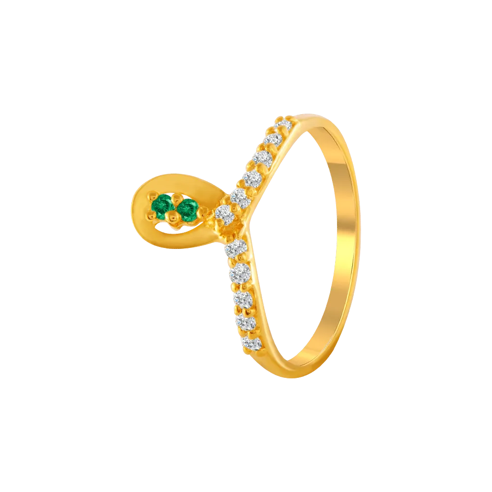 22KT Yellow Gold And American Diamond Ring For Women
