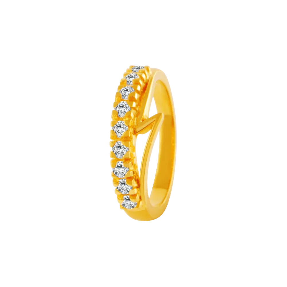 22KT Yellow Gold And American Diamond Ring For Women