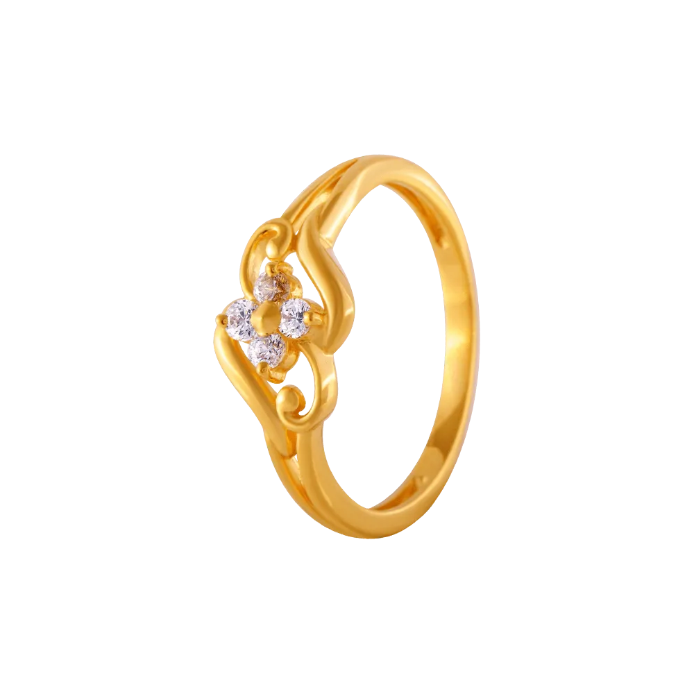 22KT Yellow Gold And American Diamond Ring For Women