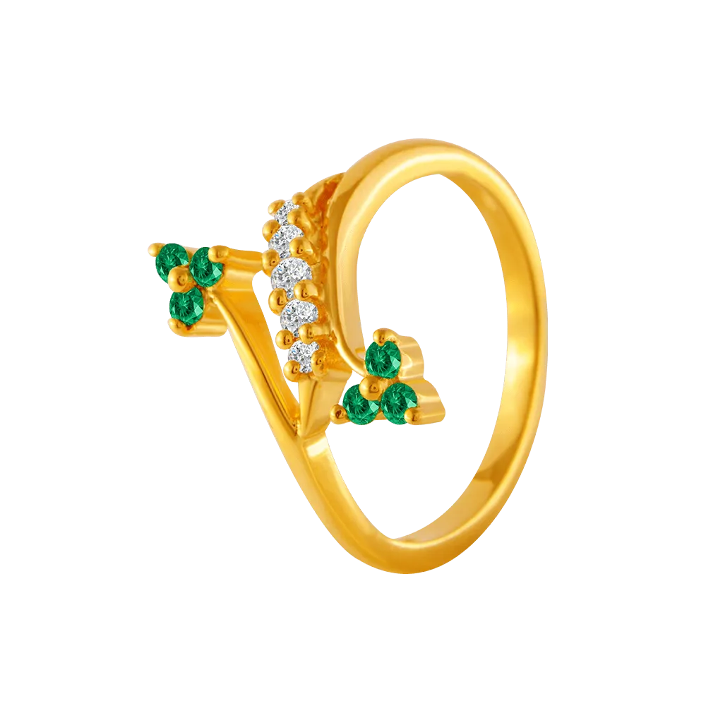 22KT Yellow Gold And American Diamond Ring For Women
