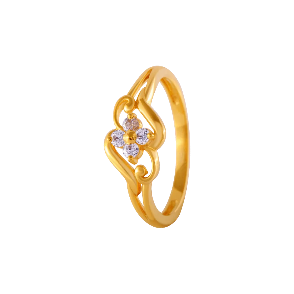 22KT Yellow Gold And American Diamond Ring For Women